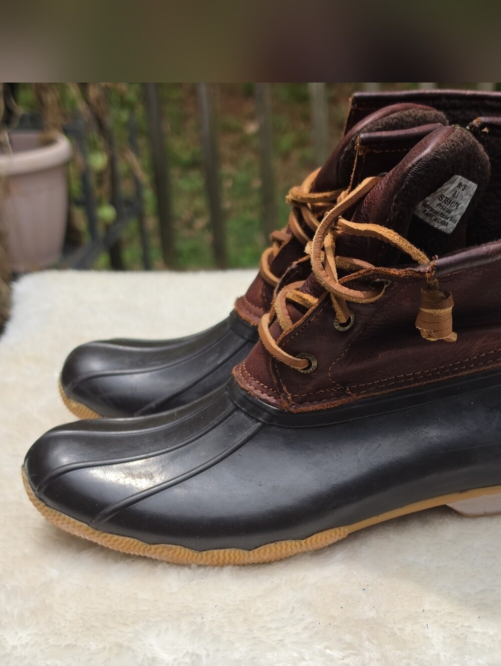 Sperry Top-Sider Duck Boots Women's 8.5 Brown Leather Waterproof Rain Boots